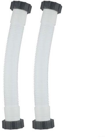 Lot de 2 tuyaux de pompe de filtre à sable de piscine, tuyau de 3,8 cm de diamètre avec écrous aux deux extrémités, 40,6 cm pour tuyau d'interconnexion Intex pour piscines hors sol