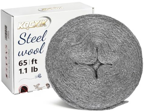 Steel Wool Mice Control, 65FT(1.1LB)#1 Steel Wool, Keep Mouse Away from Holes, Barrier and Gap Filler for Home, Wall, Garden, Kitchen, Pipeline in Garage, Coarse