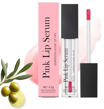 Pink Lip Serum, Farbwechsel Lip Oil, Color Changing Lip Plumper, Pink Essence Lip Gloss, Rosa Essence Lipgloss,Lippenserum Liptint, Feuchtigkeit und Reduziert Feine Linien (5.5g, 1)