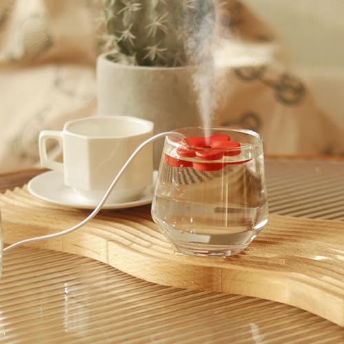 Qcwwy Mini -Luftbefeuchter USB -Luftbefeuchter Intelligentes Timing 8 Stunden Schutz Tragbarer Blütenlichtbefeuchter Einfach zu Verwendendem Mini für Heimschlafzimmer Kinderzimmer Büro oder (Rot)