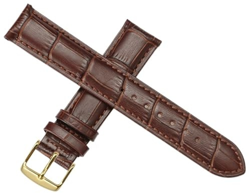 PU Leather Watch Band Replacement with Rose Gold & Silver Buckle, Black & Brown Strap Leather Watch Strap(Brown Gold,20mm)