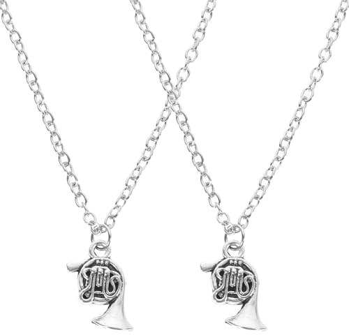 JOINPAYA 2 Stück Halsketten mit Waldhorn Anhänger Robuste Metallschmuck Kette für Damen Musikliebhaber Modisches Accessoire