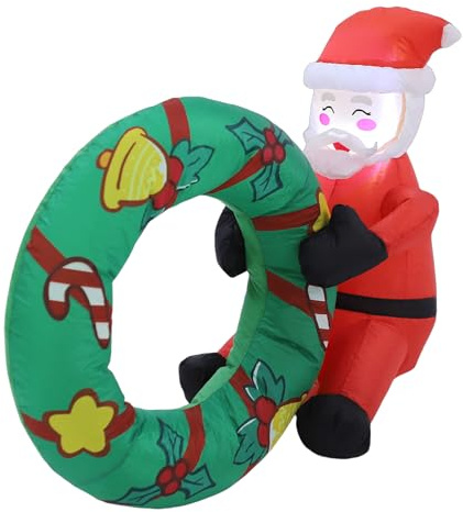 Haofy Babbo Natale Gonfiabile Illuminato a LED con Ventose IP44 Finestra Gonfiabile Decorazione Ghirlanda di Babbo Natale per la Festa di Natale del Giardino All'aperto (Spina UE 220-240 V)