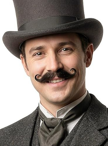 Maskworld Gentleman Schnurrbart - professioneller Bart - Oberlippenbart mit Echthaaranteil inkl. Hautkleber - weiß