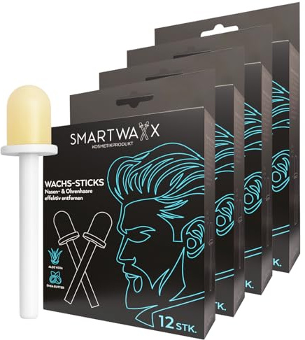 SMARTWAXX – 48 Wachs-Sticks zur Entfernung von Nasen- & Ohrenhaaren | Die hygienische und langanhaltende Art der Nasenhaarentfernung ohne Trimmer | In 15 Sekunden einsatzbereit, sanft zur Haut | Hygienisch und langanhaltend, Ohne Trimmer, In 15 Sekunden einsatzbereit, Sanft zur Haut