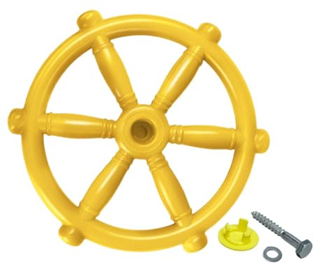 HGZLQKD Pirate Ship Wheel Toy for Kids Outdoor Kids Pirate Ship Steering Wheel Toy 360° Rotatable Easy Install Swingset Attachments for Treehouse Playground Accessory Backyard Playset, Yellow