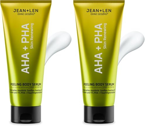 Jean & Len Body Serum AHA & PHA, sanftes Peeling mit 8 % AHA & 5 % PHA, verfeinert das Hautbild, klärt Unreinheiten, spendet Feuchtigkeit, Körperpflege ohne Parabene & Silikone, vegan, 200 ml