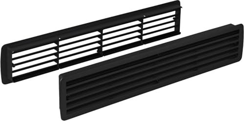 Gedotec Rejillas de Ventilación para Puerta | Cubierta Rectangular para Aeración | Instalación Fácil en Ambos Lados de Puerta de Baño, Dormitorio | Negro | 457 x 92 mm | 1 Juego