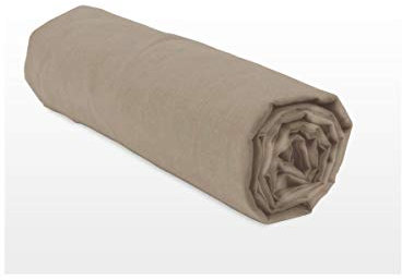 Home Linge Passion – Drap Housse 100% Coton – 57 Fils/cm² – Taille 160x200 cm – Beige foncé – Bonnet 25 cm – Tissage serré – Doux, Respirant, Lavable – Home linge passion