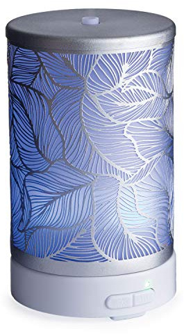 Airome Silverleaf Medium Essential Oil Diffuser|100 mL Humidifying Ultrasonic Aromatherapy Diffuser 8 Colorful LED Lights, Intermittent & Continual Mist, Auto Shut-Off