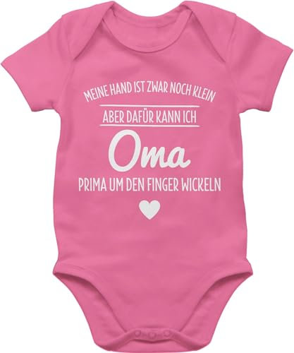 Baby Body Junge Mädchen - Sprüche - Oma um den Finger wickeln - 6/12 Monate - Pink - baby-kleidung babymode witzig spruch omi bodys babykleidung 0-6 babybody mit sprüchen spruche omas babybodys