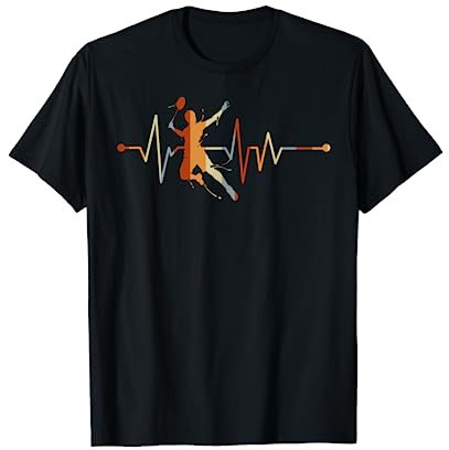 Herzschlag EKG Badminton T-Shirt - Geschenk Sport Federball T-Shirt