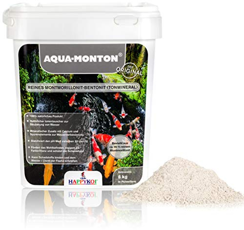 HAPPYKOI® AQUA-MONTON® 6 kg | Reines weißes Montmorillonit Bentonit Tonmineral Pulver für Koi, Teich, Zierfische & Aquaristik - Natürliches Wasserpflegemittel mit Mineralien & Spurenelemente