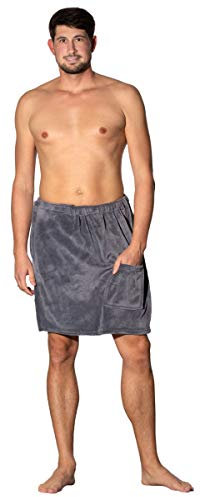ZOLLNER Asciugamano da Sauna Uomo, Grigio, Misura L/XL, 100% Microfibra
