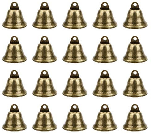 Eowpower 20 Stück 38 mm Vintage Bronze Stil Jingle Bells, Bastelglocke für Hundetürklingeltraining, Hausbruch, Windspiele, Weihnachtsglocke