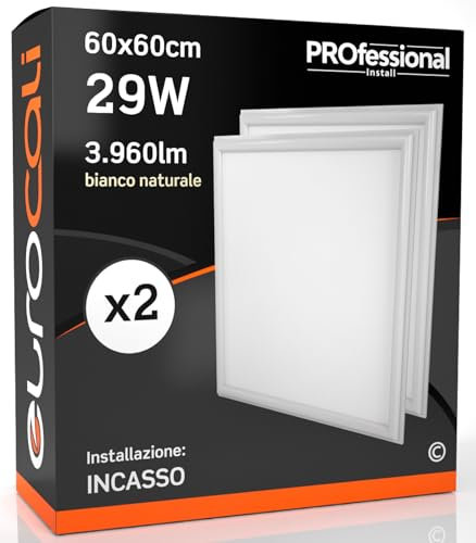 Panneaux LED 29-36-45W 60 x 60 cm - Lumière blanc chaud naturel froid - Faisceau lumineux 120° Naturale 4000k 29w - Pacco Da 2