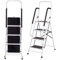 Escalera plegable antideslizante de 4 peldaños con pasamanos de seguridad, acero resistente y compacto, capacidad máxima de 150 kg