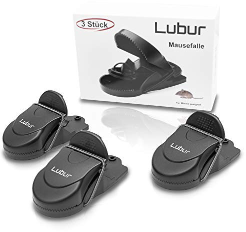 Lubur Mausefalle [3er Set] – Effektive und zugleich hygienische Mäusefalle – Erstklassige Schlagfalle zur Bekämpfung von Mäusen