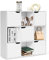 RELAX4LIFE Libreria a 9 Cubi con 5 Ante in Legno per Decorazioni a 3 Ripiani, 90 x 29 x 90 cm (Bianco)