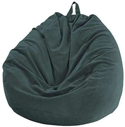 Chickwin Bezug für Sitzsack, Birnenform, Cordsamt, ohne Füllung, für draußen und innen, Entspannung, Loungestuhl, Schlafzimmer, Kissen (Dunkelgrün, 85 x 110 cm)