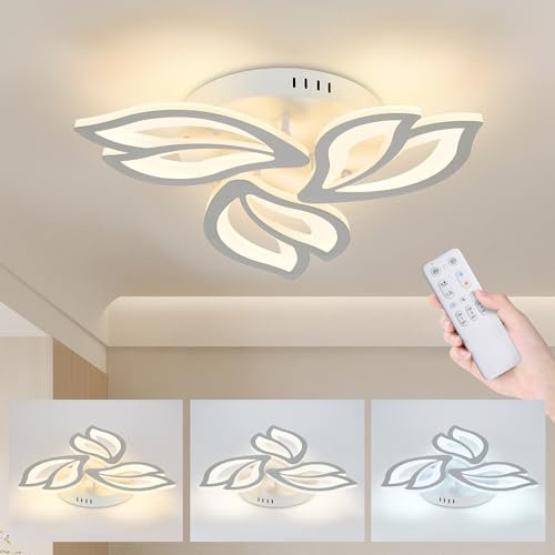 KAUCQI Dimmbar LED Deckenleuchte Schlafzimmer 52CM Deckenlampe für Wohnzimmer Moderne Wohnzimmerlampe mit Fernbedienung 3000-6000K Decken Lampe für Kinderzimmer Küche