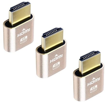DIFCUL Emulador de Pantalla, Dummy Plug HDMI 4K emulador Pantalla para Gestión remota PC 4K hasta 3840 x 2160 @ 60Hz (3 Piezas)