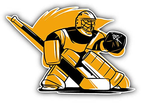 20cm! Hochwertiger Kühlschrank-Auto-Aufkleber Sticker Cartoon Comic Eishockey Torwart Silhouette UV&Waschanlagenfest Decal