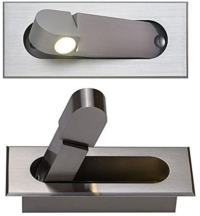 SHXITAYNB Liseuse LED Tete De Lit avec, Applique Murale Décorative Encastrée, Orientable À 360 °, Pliable À 90 °, 3W Neutre 4000K/Blanc Chaud 300OK,Argent,3W4000K
