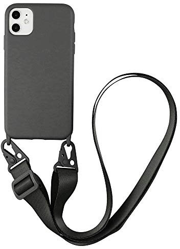 Emlivi Handykette Hülle kompatibel mit iPhone 11 Pro Necklace Hülle mit Kordel Handyhülle Nylon Schultergurt zum Umhängen Silikon TPU Schutzhülle mit Band kompatibel mit iPhone 11 Pro, Schwarz