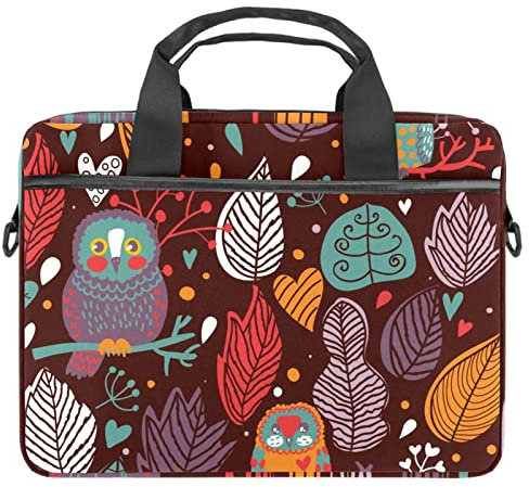 Laptoptasche / Notebooktasche mit Griff, Motiv: Eule auf dem Ast, 34 - 36,8 cm (13,4 - 14,5 Zoll), bunt