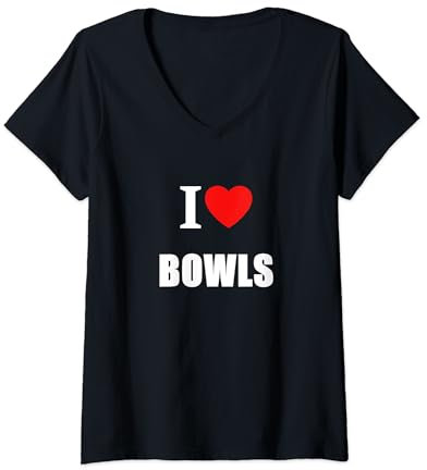 I Love Bowls For Crown Flat And Indoor Bowlers V-Neck T-Shirt