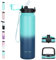 GOPPUS 1L/32oz Stainless Water Bottle with Straw Double Wall Insulated Bottles with Strap Reusable Vacuum Thermal Flask Leakproof Keep Cold Drinks Bottles with Flip Top Lid for Gym Men Women BPA Free
