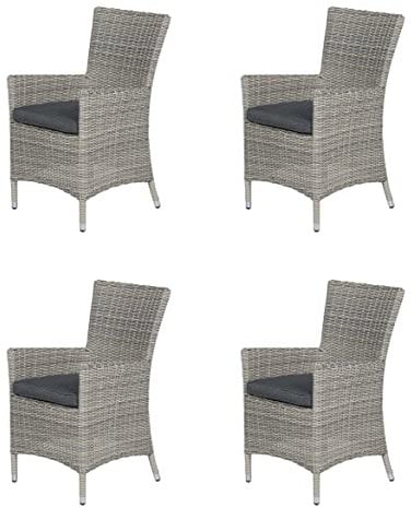 Garden Impressions 4 x Aluminium Polyrattan Sessel Costa, inklusive Auflage