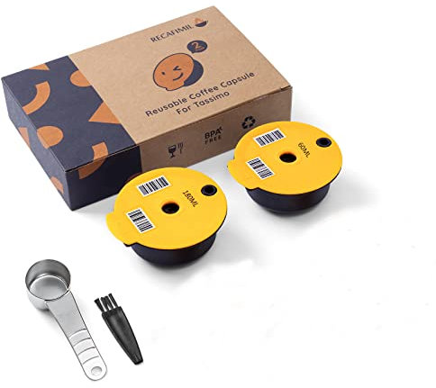 RECAFIMIL Cápsulas de Café Reutilizables Compatibles para Tassimo - Cápsula de Repuesto Recargable, Filtro de Café (60 ml + 180 ml)