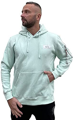 Alpha Industries Herren Back Print Hoodie Kapuzenpullover, Mint, L