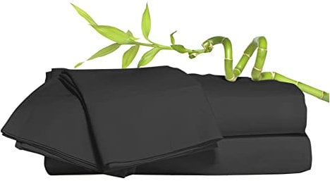 100% Bamboo Super Silky Soft Luxury 4 Piece Duvet Bed Set - Complete Bedding Set Includes Duvet Cover 2 Pillowcases and Deep Fitted Sheet by Euphoric Bedding ® (Black, King Size)