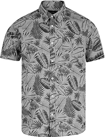 Tokyo Laundry Men's Tropical Floral Print Cotton Short Sleeve Hawaiian Shirt