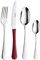 Prima Collection Bellagio Set 48 Pezzi Acciaio Inox Nichel Free Made in Italy, coltello con manico in polipropilene colore Rosso