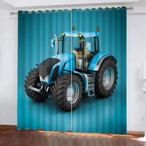 HABEAT 3D Traktor Gardinen Abdunkelnde Cartoon Traktor Kindervorhänge Vorhang mit ösen 2er Set Vorhänge Blickdicht Verdunkelungs für Kinderzimmer Schlafzimmer Wohnzimmer B 140 X H 160 cm