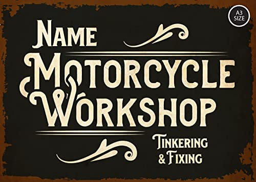 ELITEPRINT Personalised Motorcycle Motorbike Accessory Sign Wall Decor Metal Plaque - Wall Art Decorations (A3 (42cm x 29.7cm))
