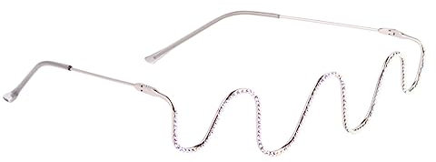 GALPADA 1 Paar Brillengestell Wave-brille Brillen Mit Kristallbesatz Moderne Party-sonnenbrille Brillenrahmen Funkelnde Halbrand Sonnenbrille Strasssteine Metallgestell Linse 20er