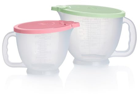 Tupperware Klassisches Mix-N-Store Krug-Set in Mintgrün & Candy Pink – spülmaschinenfest & BPA-frei – (2 Schalen + 2 Deckel), 173871