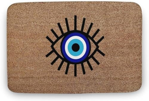Flavas Evil Eye,Doormat,Bohemian Doormat,Celestial Doormat,Doormat,Evil Eye Welcome Doormat,Welcome Doormat,Home Decor,Front Back Door Mat,Coral Velvet Doormat 30x18 Inch