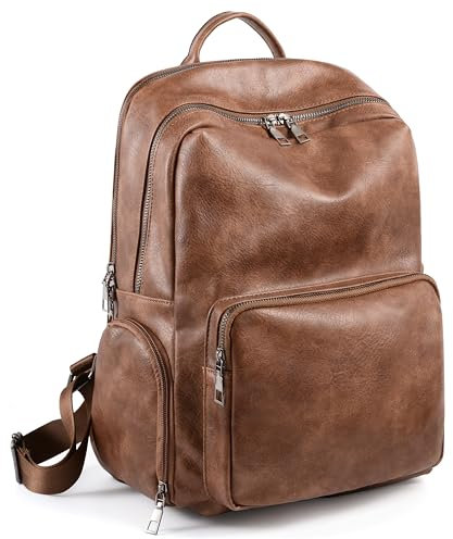 UTO Rucksack Damen Leder Mit Schuhfach Laptopfach Flaschenfach Diebstahlfach Kunstleder Wasserdicht Travel Backpack Modern Elegant vielen Fächer Tagesrucksack Laptop Arbeit Freizeit Reise Lässige