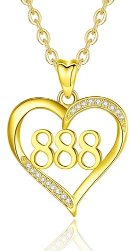 INFUSEU Engelszahl Kette, 925 Silber 18K Gold Anhänger Zahl Engel Lucky Nummer Charm Halskette 888 Glücksanhänger Chokerschmuck für Frauen
