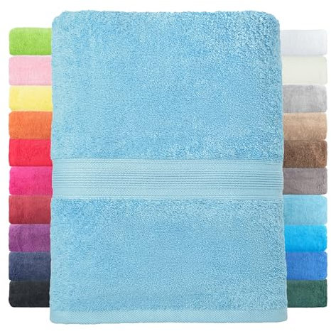 leevitex® Duschtuch 2er Set aus 100% Baumwolle, weich und saugstark | 500 g/m² | 70 x 140 cm | Hellblau