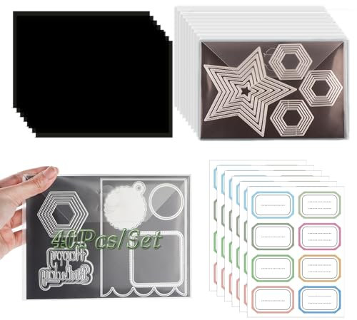 46 Stück/Set 20 17,8 x 12,7 cm Stempel und Stanzschablonen Aufbewahrungstasche und 20 17,5 x 12,7 cm Gummi-Magnetbögen 6 offen Etiketten Aufkleber, Stanzformen-Aufbewahrungs-Set für Aufbewahrung