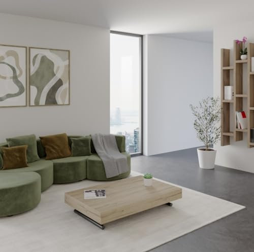 VE.CA. - Milton - Verwandlungstisch, platzsparend - Höhenverstellbarer Hebemechanismus - Ideal als Couchtisch, Esstisch - Sherwood Eiche - Made in Italy