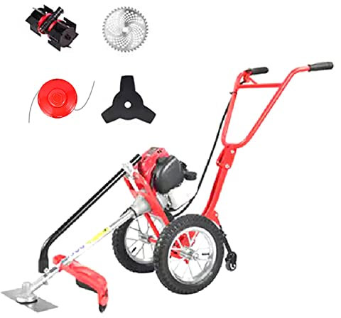 AMYYTL Benzin-Rasenmäher, multifunktionaler Kleiner Rasenmäher mit 4 Klingen und Unkrautrad, 4-Takt-Elektromotor, Handschub-Rasenmäher für Gartenrasen