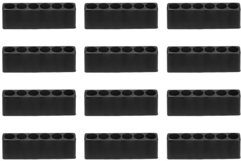 sourcing map 12pcs Plastic Hex Shank Screwdriver Bit Holder Organizer 6 Holes 1/4 Inch Plastic Drill Bits Storage Case for Any 1/4 Hex Shank Metal Driver Bits Use, Black